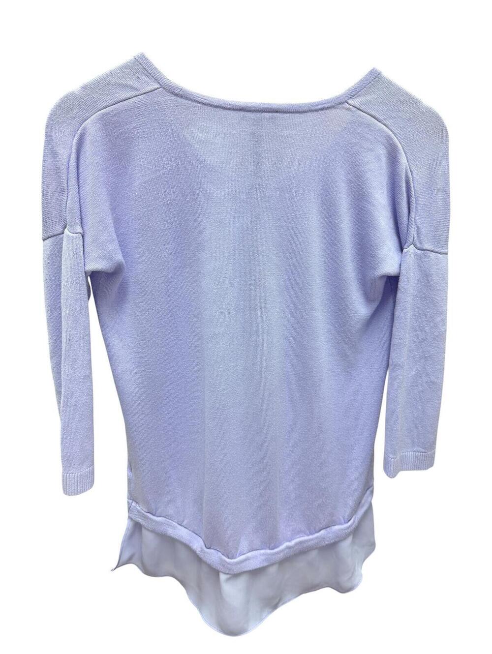 Express Lavender Layered Hem Sweater with Sheer Detail - Picture 2 of 5